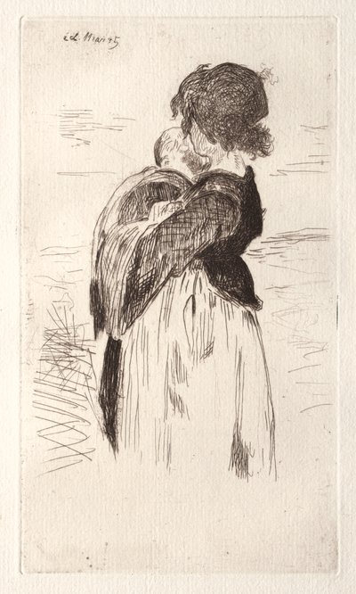 La petite fille tenant un bébé - Édouard Manet