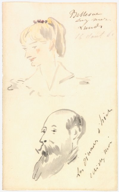 Manet - Tête de femme et tête d
