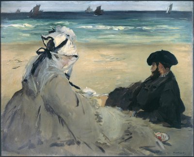 Sur la plage. Portrait de Madame Édouard Manet et Eugène Manet, la femme et le frère de l