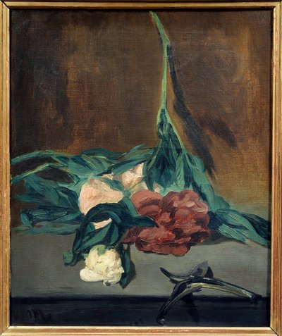 Pivoines tige et sécateur - Édouard Manet
