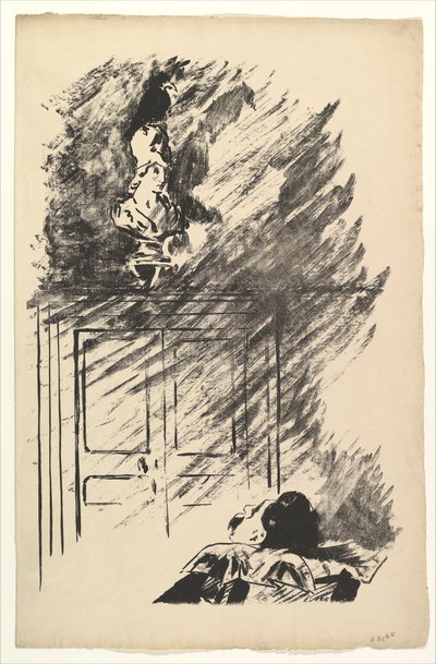 Perché sur un buste de Pallas. Illustration de Le Corbeau par Edgar Allan Poe - Édouard Manet
