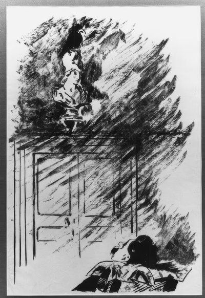 Assis sur le buste de Pallas... - Édouard Manet