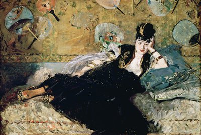 La Dame aux éventails, Portrait de Nina de Callias (1844-84) c.1873-74 - Édouard Manet