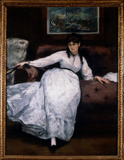 Le Repos (Portrait de la femme peintre Berthe Morisot sur un canapé) - Édouard Manet
