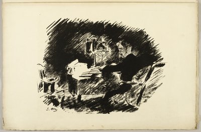 Sous la lampe ("Il était une fois une minuit lugubre..."), de Le Corbeau - Édouard Manet