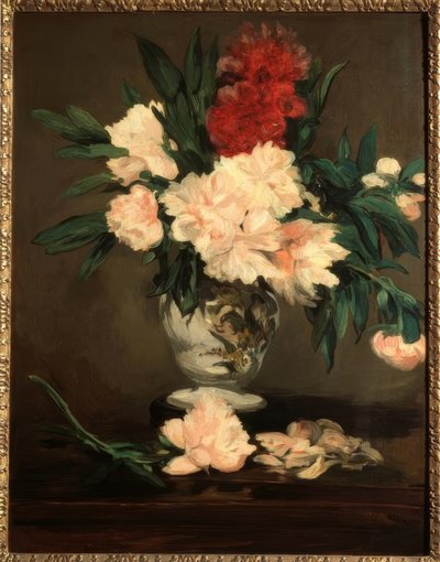 Vase de pivoines sur piédouche - Édouard Manet