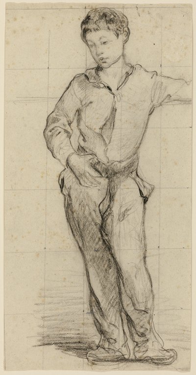 Jeune homme debout (Léon Leenhoff) (recto); Croquis de garçon debout (verso) - Édouard Manet