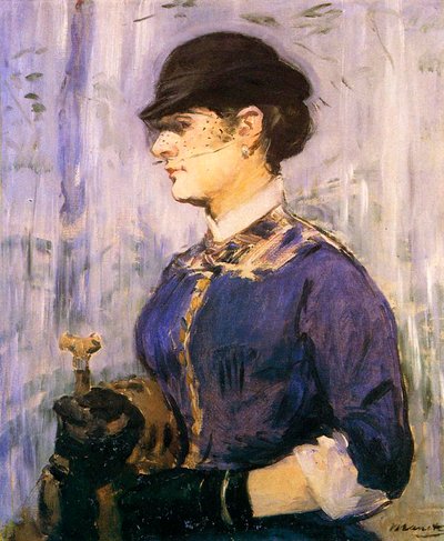 Jeune femme avec un haut bleu et un petit chapeau noir, 1877 - Édouard Manet