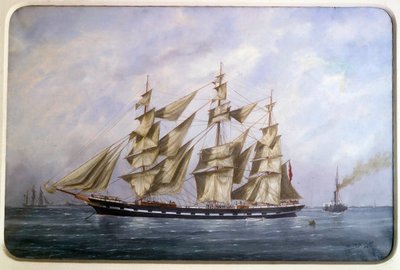 Le Rossdhu, trois mâts anglais avec voile sèche - Edouard Marie Adam