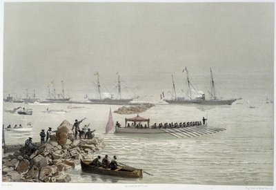 Arrivée des souverains à Suez dans «Inauguration du canal de Suez» par G. Nicole. 1869 - Edouard Riou
