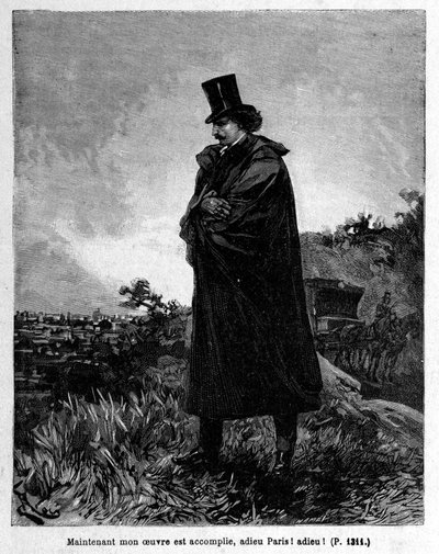 Edmond Dantès, le Comte de Monte-Cristo quittant Paris - Gravure de Riou, dans « Le Comte de Monte-Cristo » par Alexandre Dumas, Rouff & Cie - Edouard Riou