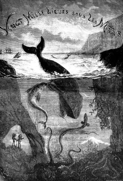 Frontispice du roman de Jules Verne 20 000 lieues sous les mers - Edouard Riou