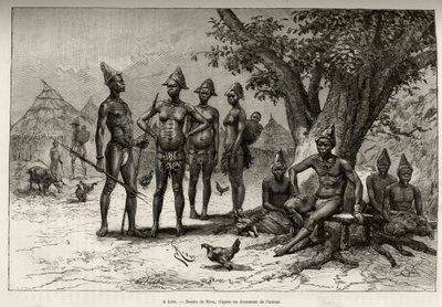 À Lera (ou Dera, Niger), types de Mandes. Gravure pour illustrer l