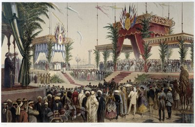 La Tribune des souverains dans «Inauguration du canal de Suez» par G. Nicole. 1869 - Edouard Riou