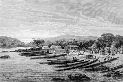 Siège de Lope en Afrique. Dans « Voyage en Afrique Occidentale » par Brazza - Edouard Riou