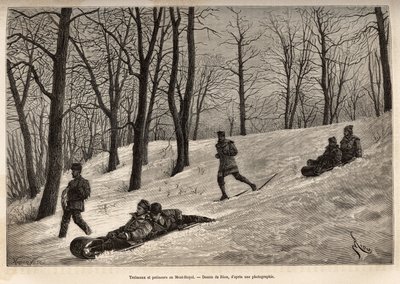 Luges et patineurs au plateau du Mont-Royal, près de Montréal, gravure d