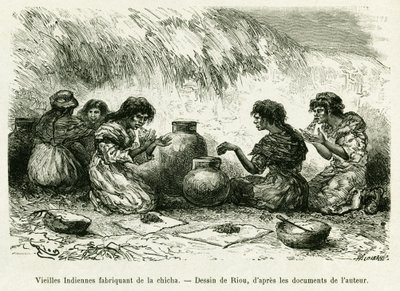 Vieilles Indiennes faisant du shisha (illustration de Voyage dans le delta du Pilcomayo et de Buenos Aires à Sucre) - Edouard Riou