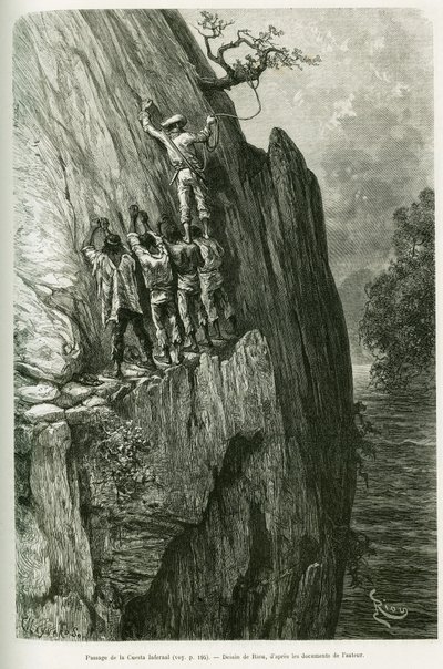 Passage de la Cuesta Infernal (illustration de Voyage dans le delta du Pilcomayo et de Buenos Aires à Sucre) - Edouard Riou