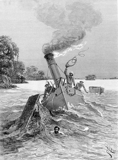 Naufrage du bateau à vapeur. Dans « Voyage en Afrique de l