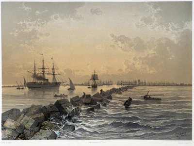 Vue du canal dans "Inauguration du canal de Suez par G. Nicole. 1869 - Edouard Riou