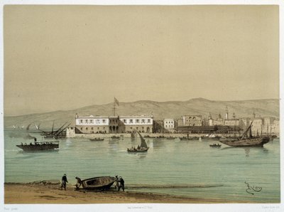 Vue du canal dans "Inauguration du canal de Suez" par G. Nicole. 1869 - Edouard Riou