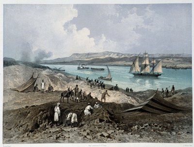 Vue du canal dans "Inauguration du canal de Suez" par G. Nicole. 1869 - Edouard Riou