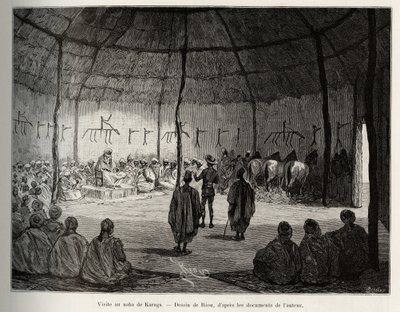 Visite au Naba de Karaga (Ghana). Gravure pour illustrer l
