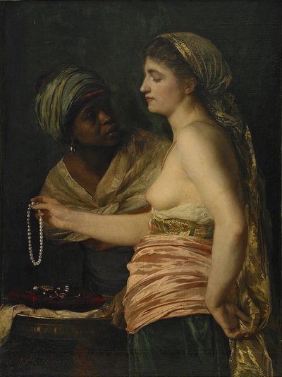 Fille avec un collier de perles - Edouard Theophile Blanchard