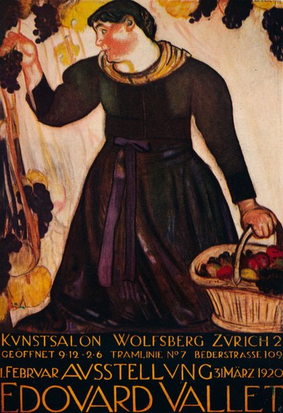 Affiche par Edouard Vallet, pour son exposition à la Galerie Wolfsberg, Zurich, 1920 - Edouard Vallet