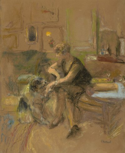 Gabrielle Jonas jouant avec un chien, 1927 - Edouard Vuillard