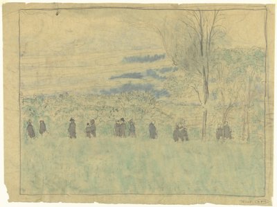 Paysage avec des promeneurs : cortège funèbre (?) - Edouard Vuillard