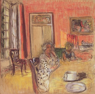 Madame Hessel et Lulu dans la salle à manger du Château des Clayes, c.1935-38 - Edouard Vuillard