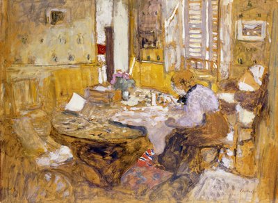 Madame Vuillard lisant dans la salle à manger, rue Truffant, 1903 - Edouard Vuillard