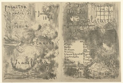 Couverture pour programme avec publicité pour La Revue Blanche et annonce de la pièce de théâtre Ames solitaires - Edouard Vuillard