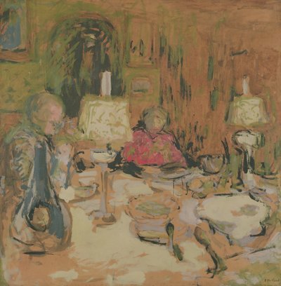 Le dîner avec deux lampes, rue de Calais, 1913 - Edouard Vuillard