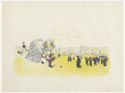 Femme et enfant jouant dans un parc avec des promeneurs - Edouard Vuillard