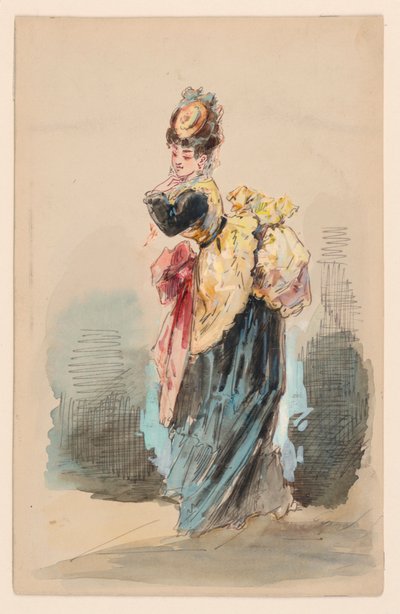 Une dame en promenade - Edouard de Beaumont
