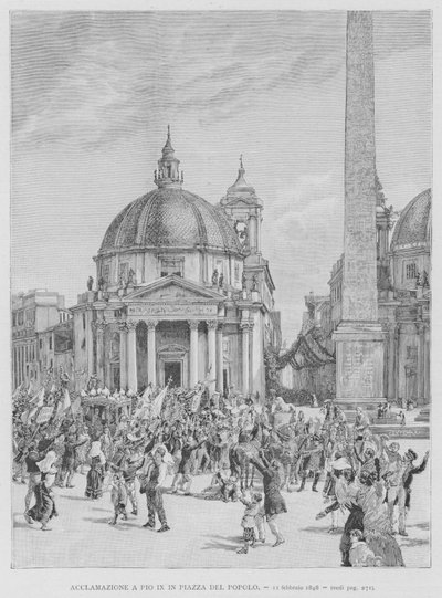 Acclamation à Pie IX sur la Piazza del Popolo - Edouardo Matania