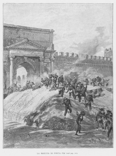 La brèche de Porta Pia (gravure) - Edouardo Matania