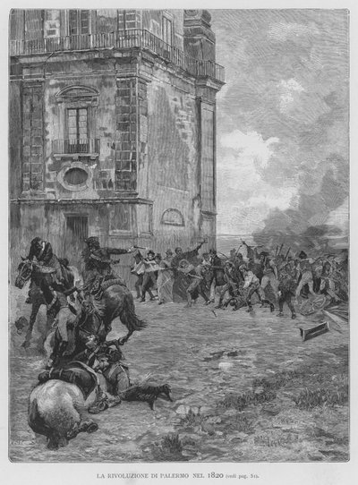 La Révolution de Palerme en 1820 (gravure) - Edouardo Matania