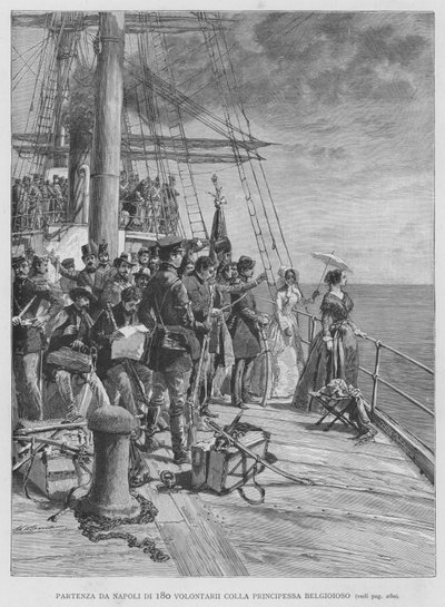 Départ de Naples de 180 volontaires avec la Princesse Belgioioso - Edouardo Matania