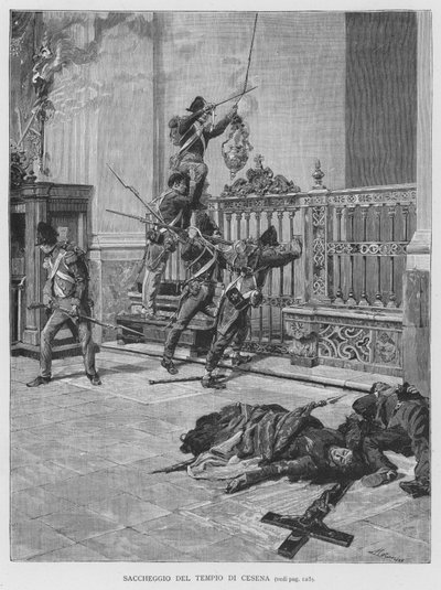 Saccage du temple de Cesena (gravure) - Edouardo Matania
