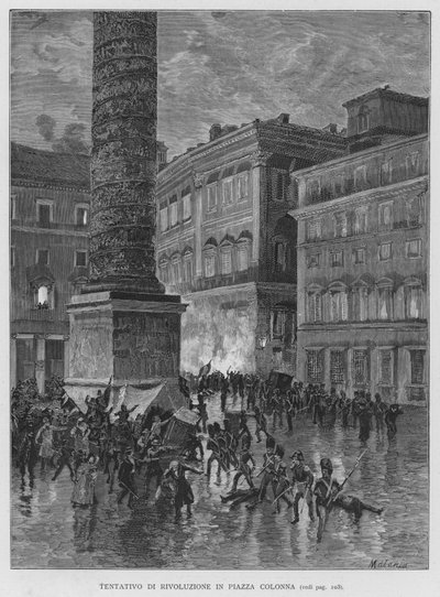 Tentative de révolution sur la Piazza Colonna - Edouardo Matania