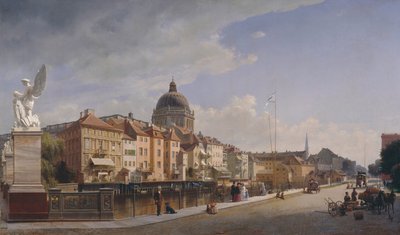 French : Vue de la façade arrière des maisons de la Schloßfreiheit Rear view of the Houses at Schloßfreiheit - Eduard Gaertner