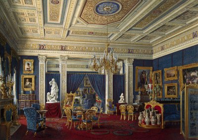 Salon bleu au Palais Mariinsky à Saint-Pétersbourg, milieu du 19e siècle - Eduard Hau