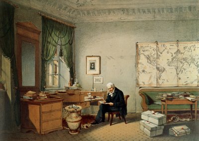 Baron Alexander von Humboldt (1769-1859) dans son étude - Eduard Hildebrandt