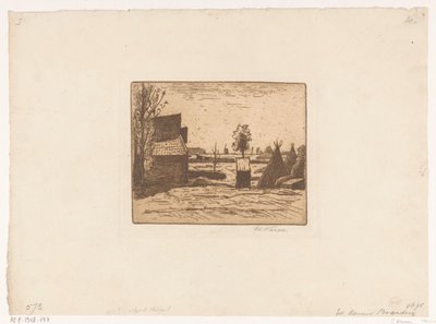 Ferme avec grange et meules de foin - Eduard Karsen (signed by artist)