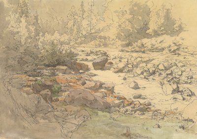 Paysage avec des rochers dans une rivière près de Kronau - Eduard Peithner von Lichtenfels