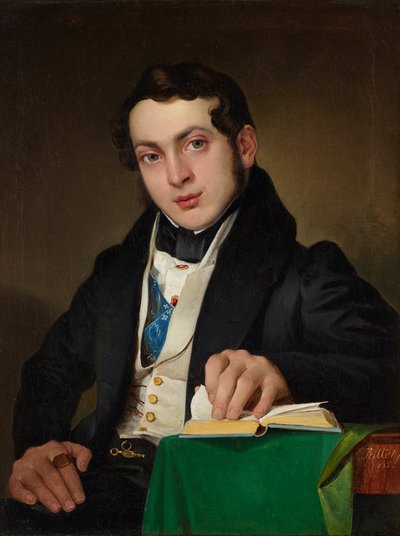 Jeune homme assis en habit noir - Eduard Ritter