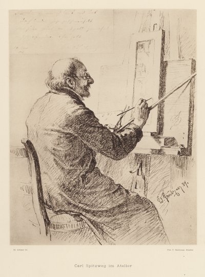 Portrait de Carl Spitzweg, peintre romantique allemand - Eduard von (after) Grutzner